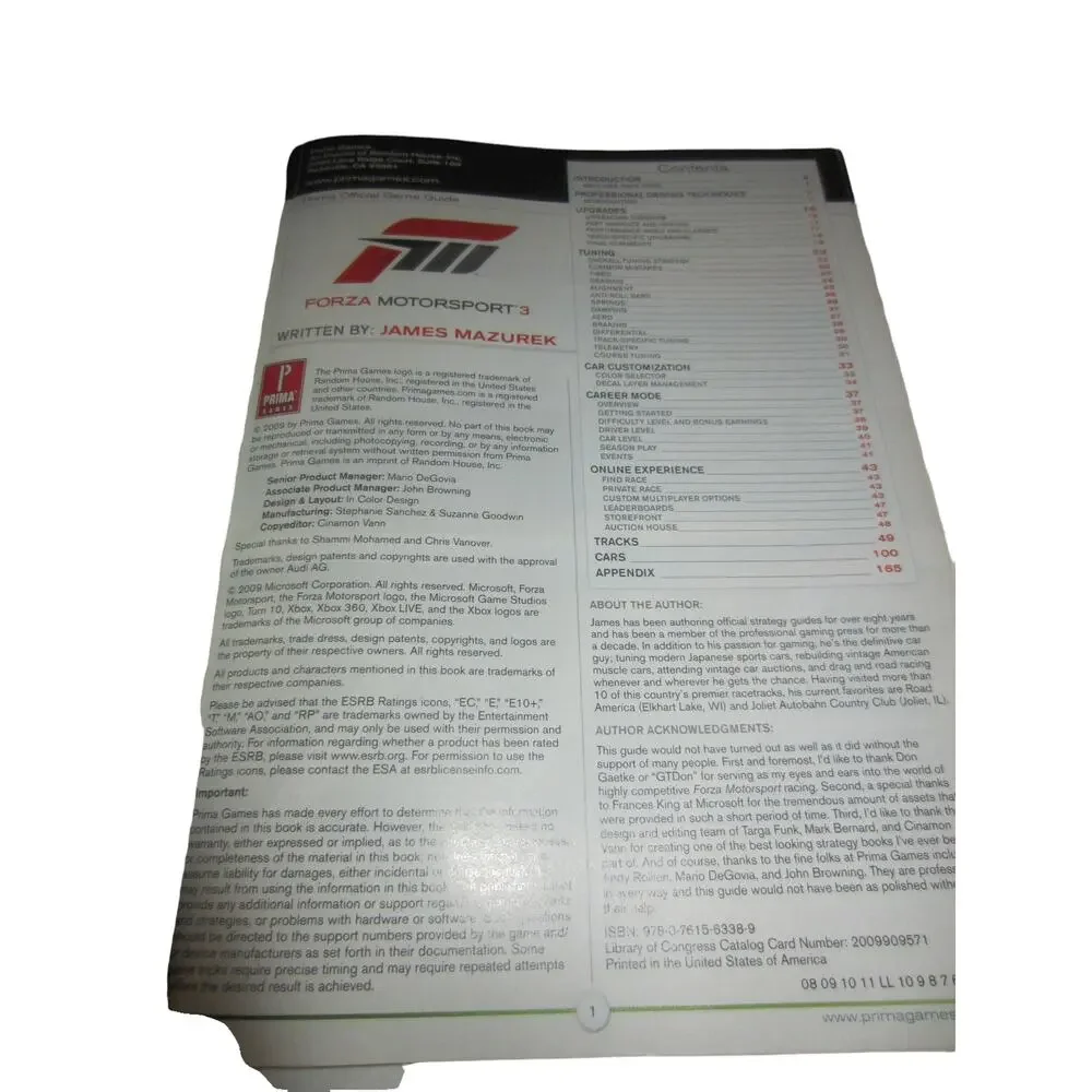 Forza Motorsport 3 Prima Official Game Guide Xbox 360 Racing Strategy